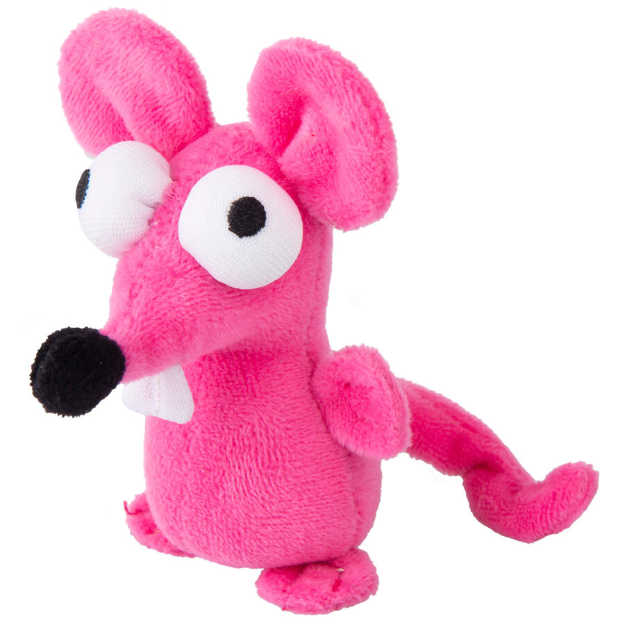 ROGZ plīša Pele rozā rotaļlieta kaķiem 14 cm