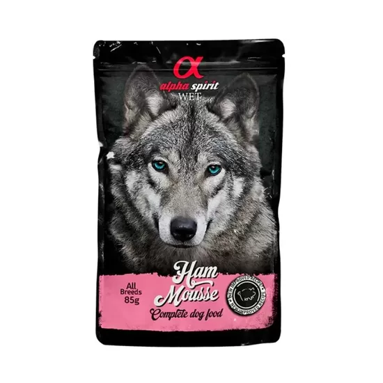 ALPHA SPIRIT pastēte konservs suņiem ar šķiņķi 85g/6gab