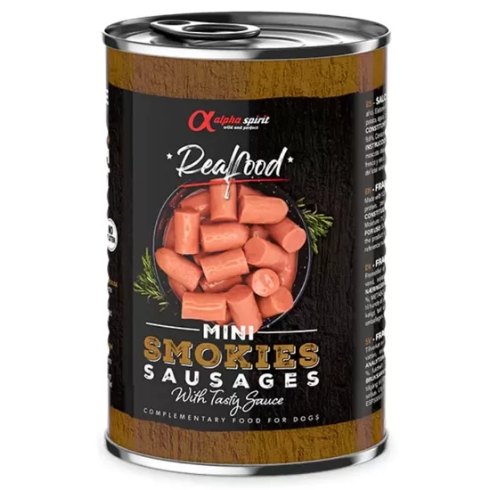 ALPHA SPIRIT Realfood dūmotas cūkgaļas desiņas gabaliņos 400g