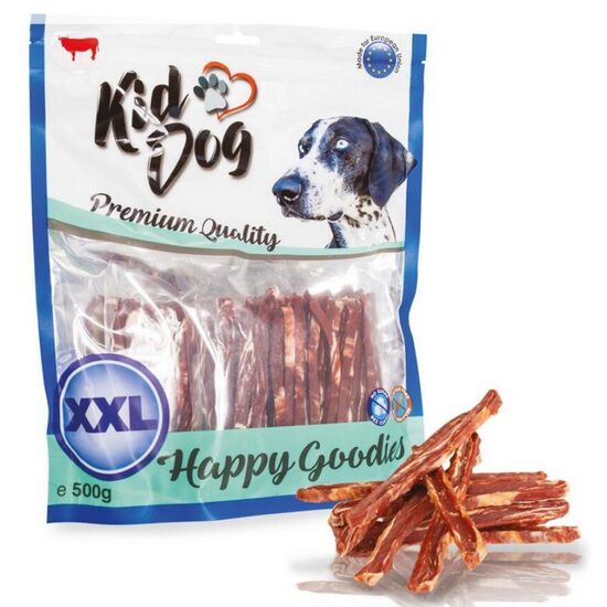 KIDDOG liellopa gaļas strēmelītes dabīgās 500g