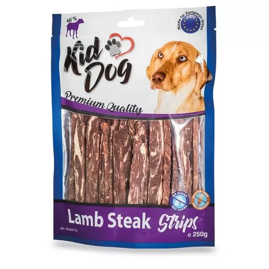 KIDDOG jēra gaļas un bifeļa ādas strēmeles 250g