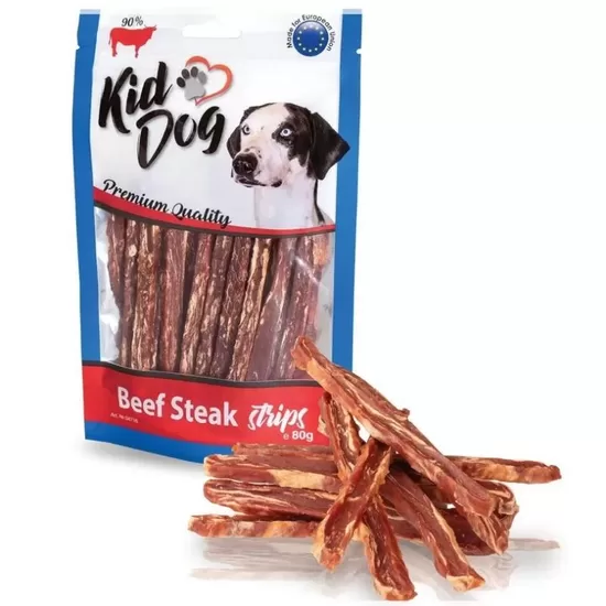 KIDDOG Strips liellopa gaļas strēmelītes 80g