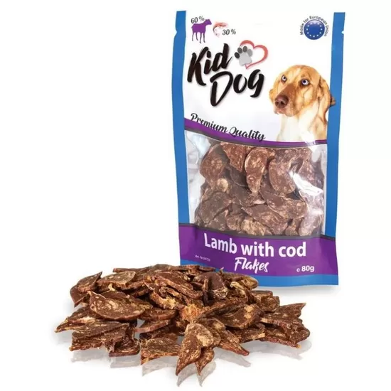 KIDDOG  jēra gaļa + mencas šķēlītes 80g