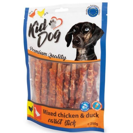 KIDDOG  vistas un pīles nūjiņas ar burkāniem 250g
