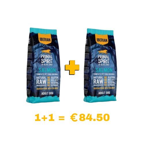 Primal Spirit Iberian Salmon 70% gaļas,  barība suņiem ar cūkgaļu un  lasi 12kg 