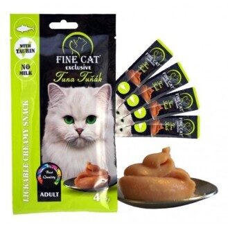 FINE CAT krēmveida gardums kaķiem ar tunci 4x15g 