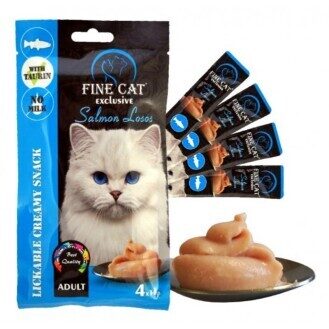 FINE CAT krēmveida gardums kaķiem ar lasi 4x15g 