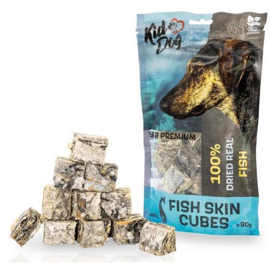 KIDDOG 100% liofilizēti  zivju ādas kubiņi 80g