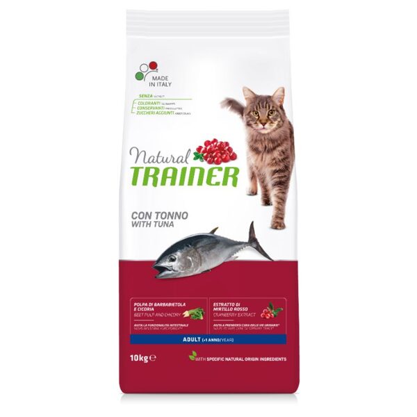 NATURAL TRAINER Cat adult tuna sausā barība ar tunci kaķiem 10kg