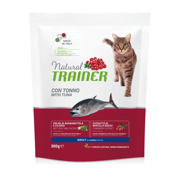 NATURAL TRAINER Cat adult tuna sausā barība ar tunci kaķiem 300G
