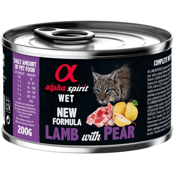 Alpha Spirit Lamb with Pears konservi kaķiem 200gx6gab