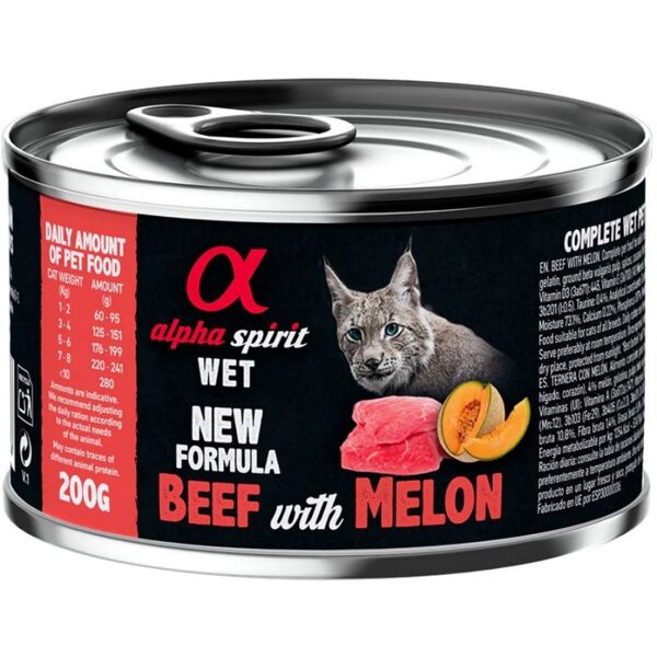 Alpha Spirit Beef with Melon konservi kaķiem 200gx6gab