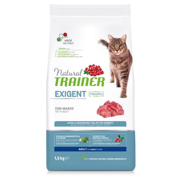 NATURAL TRAINER CAT EXIGENT BEEF sausā barība ar liellopu izvēlīgiem kaķiem