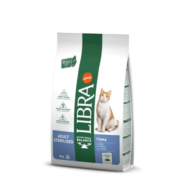 Libra Cat Sterilized Tuna sausā barība steril kaķiem ar Tunci 8kg
