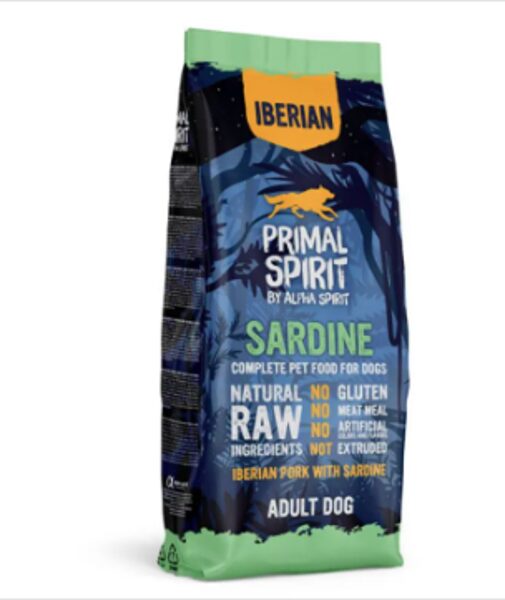 PRIMAL IBERIAN Sardin Dog Feed sausā mitrā barība ar sardīnēm suņiem 12kg
