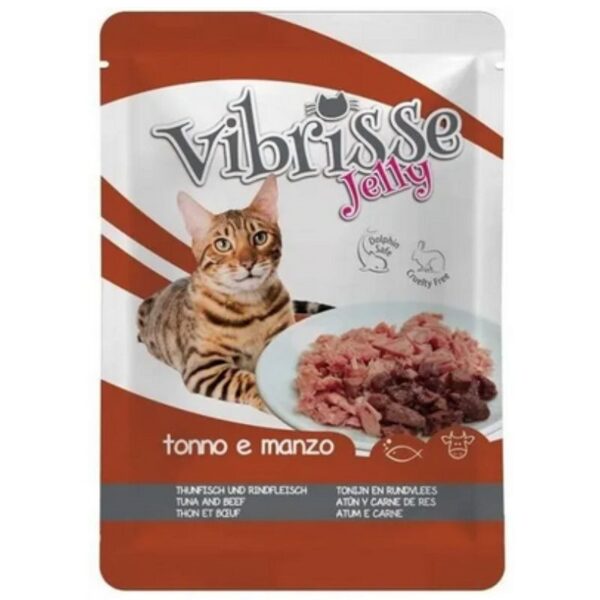 Vibrisse Jelly Tuna Beef Cat  kaķiem tuncis ar liellopu  želejā 85g Vibrisse