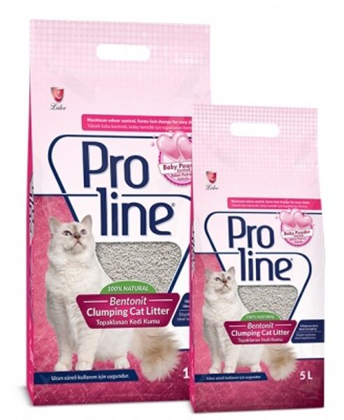 Proline Pro Line cementējošās smiltis ar bērnu pūdera smaržu kaķiem 5l