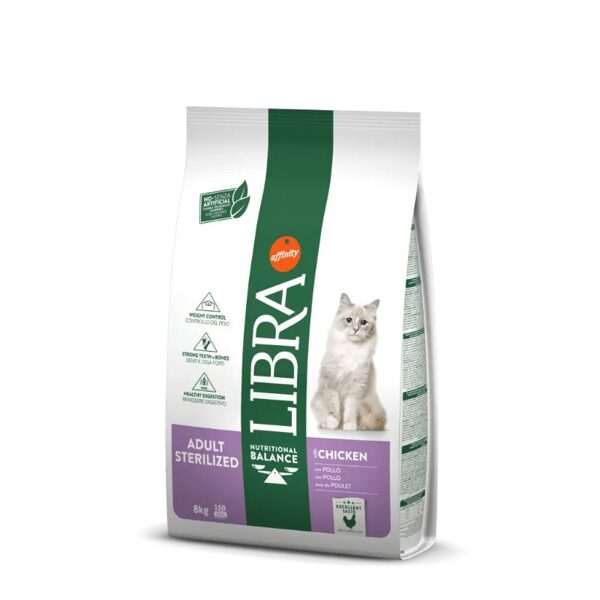 LIBRA CAT CHICKEN STERILIZED sausā barība ar vistu sterilizētiem kaķiem 8KG