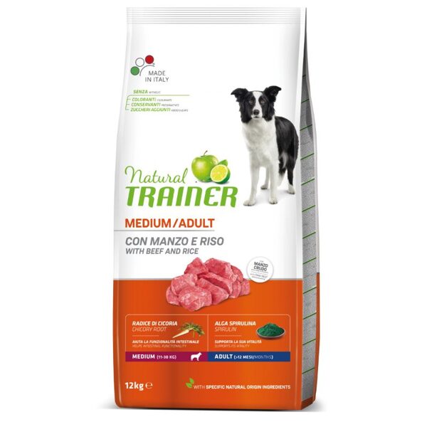 Natural Trainer Medium Adult dog BEEF&RICE sausā barība ar liellopa gaļu vidējo šķirņu suņiem