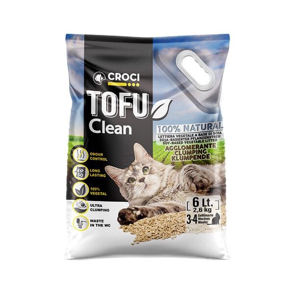 Ekoloģiskie pakaiši kaķiem CROCI TOFU CLEAN 6l 2,6 kg